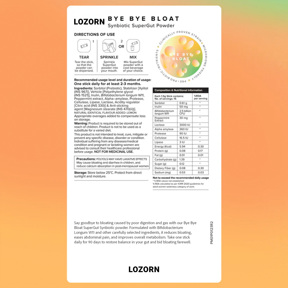 LOZORN Bye Bye Bloat | Soothes Bloating™